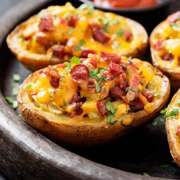 Toaster Oven Stuffed Baked Potato With Cheese and Bacon - Easy Recipe